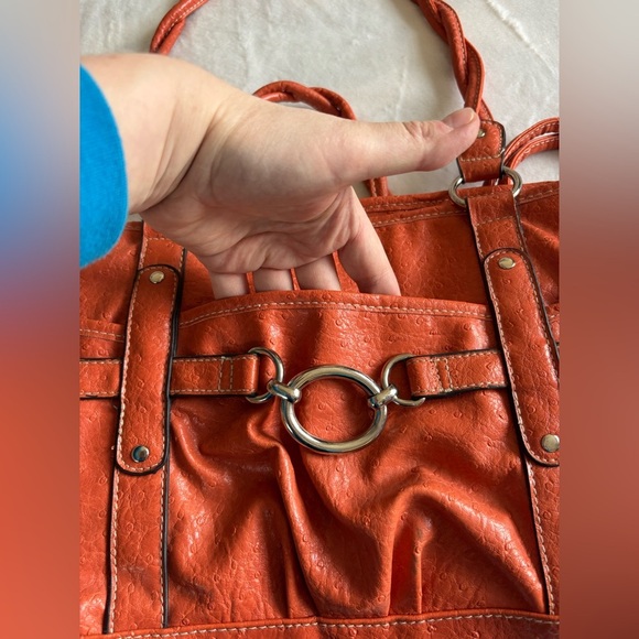 Vintage Tote Handbag Elegant Orange Women's Leather RN#108833 - Picture 12 of 16